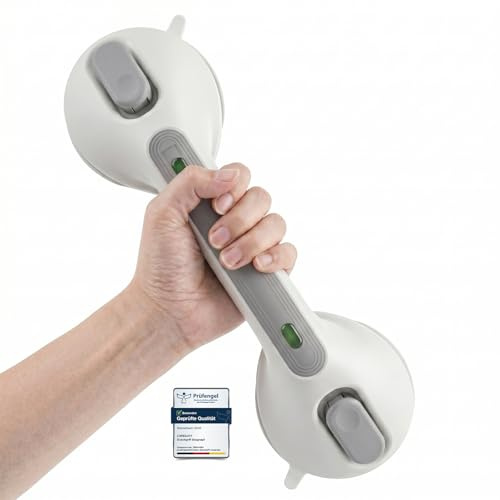 LORESJOY Agarraderas Baño Ventosa, 12in, MAX 120 KG, 1PCS | Barras Agarre para Baño, Asa de Seguridad para Baño, Agarrador Duchas Personas, Apoyabrazos del Cuarto para Personas Niños