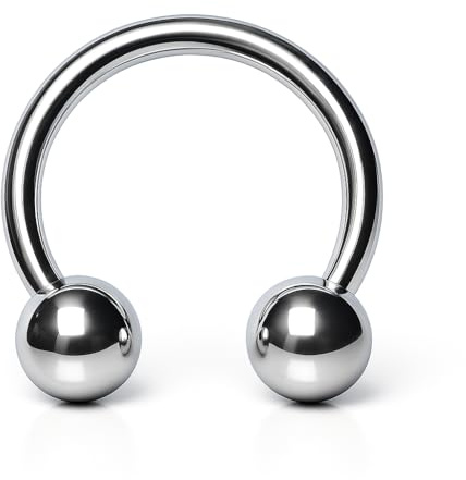 PIERCINGO® HUFEISEN-Piercing TITAN G23 Piercing-Ring Horse-Shoe Septum Nase Ohr-Ring Intim Brust Lippe Augenbraue Creole CBR Circular Barbell Ring Titanium Grad 23 ASTM F136 Silbern