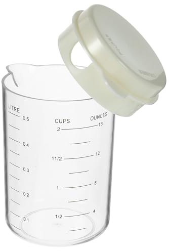 jojofuny Vaso Medidor Doméstico de Polipropileno Transparente con Tapa y Escala Precisa Taza Medidora para Leche y Café Recipiente para Hornear y Mezclar Líquidos Cocina