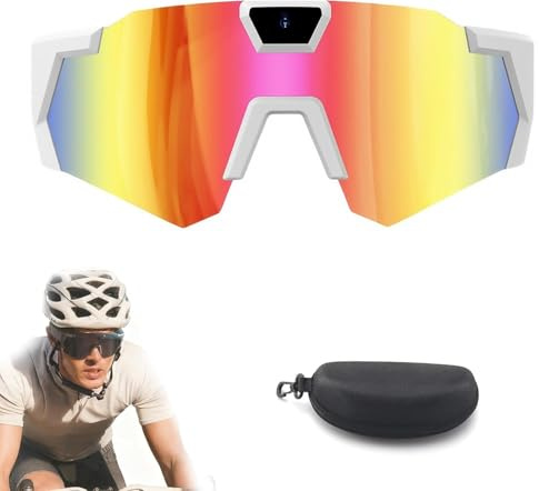 Dujuanus 4K HD Baseball Glasses with Camera, Lunettes intelligentes avec Caméra, Lunettes de Sport Caméra- Action Cam Bluetooth - pour Vélo/Moto/Randonnée/Ski (Colorful-B,128GB)