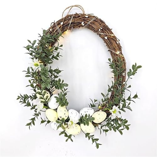Oster-Kranz, Ostereierkranz FüR HaustüR,Osterkranz, Kreativer HäNgeanhäNger, Niedlicher Ornament, Stylische Osterdekoration,FrüHlingskranz FüR Osterdeko, FrüHlingsdeko (huahuan,30cm)