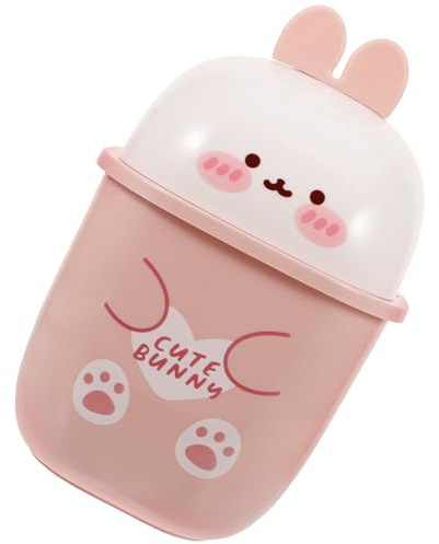 TOYANDONA Poubelle de Bureau Mini Couvercle Forme Lapin Anti-Odeurs pour Table de Bureau et Coiffeuse, Texture Robuste et Compacte Style Aléatoire