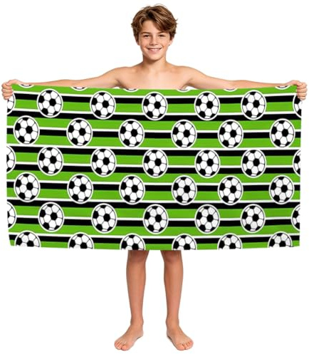 ZesGlyxyr Toallas De Playa Futbol, 3D Manta Playa de Microfibra, Toalla Personalizada Playa Futbol, Regalo Personalizado para Hombres, Niños, Amantes de Los Jugadores de Fútbol