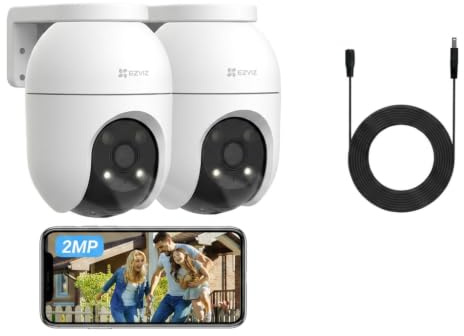 EZVIZ 2-Pack C8c 2MP Outdoor PT Cameras and 10M DC12V Power Extension Cable bundled product