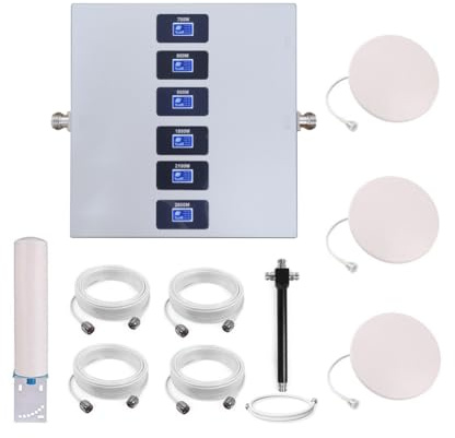 KKBSTR Amplificatore Segnale Cellulare Ripetitore GSM 6 Bande | Migliora il Tuo 2G/3G/4G/5G, Tre Antenne Interne
