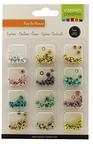 Vaessen Creative Ösen-Set Pastell 12 Farben Ø4mm, 10 x 10 x 1.2 cm