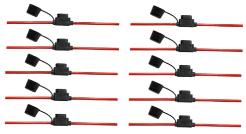 Offgridtec 6mm² Flachsicherungshalter für Kfz-Bladesicherungen, isoliertes Gummigehäuse mit wasserdichtem Deckel, 40A, 25cm Kabel, Überstromschutz für Fahrzeuge, Solar, Industrieanwendungen (10 Stück)