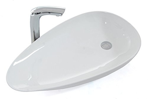 Design Keramik Oval Waschtisch Handwaschbecken Aufsatz-Waschschale 76,5cm x 42,5cm x 13cm FÜR BADEZIMMER GÄSTE WC Greta