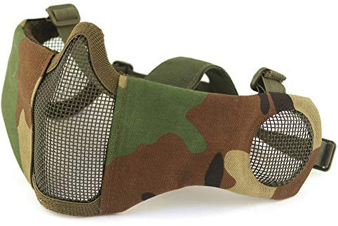 H World EU Tactique Airsoft Metal Mesh Respirant Demi-Masque De Protection avec Couvre-Oreille WL