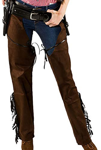 WOOOOZY Damen-Chaps Wildlederoptik, braun, Gr. 36-38