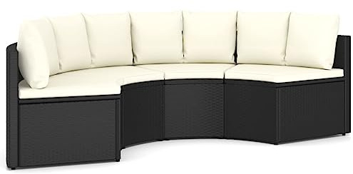 vidaXL Set Divani da Giardino 4 pz con Cuscini in Polyrattan Nero