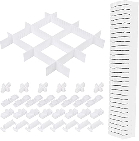 TIMESETL 10Stück Schubladeneinteiler Verstellbar Schubladentrenner, 40,5x5,5cm Kunststoff Schubladen Einteiler Organizer Schubladenraster Fachteiler für Schrank Unterwäsche Socken Krawatten