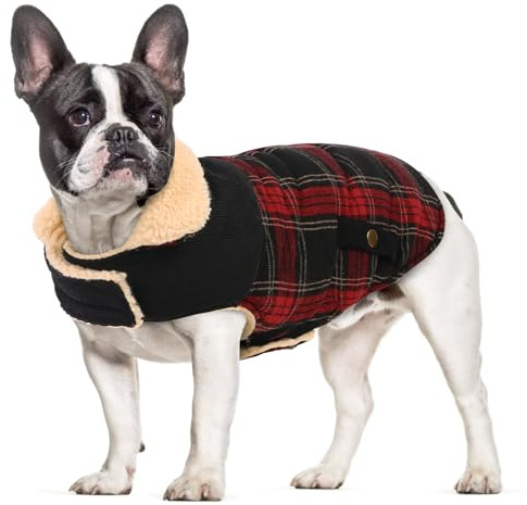 CITÉTOILE Warme Hundemantel Fleece mit Geschirrloch Rot XL | Windschutz Hundejacke für Kleine/Große/Mittlere Hunde, Hundekleidung mit Bauchschutz für Outdoor & Indoor