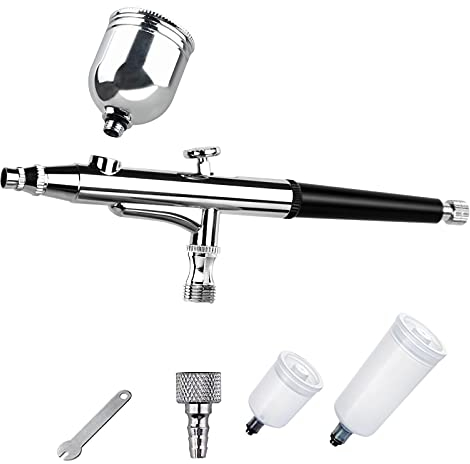 Airbrush Set Doppel-Action Airbrush Pistole 0,5 mm Düsen mit 6cc, 20cc 40cc Flüssigkeitsbecherkapazität für Auto Pinsel Make-up Modell-Eisenbahn,torten, Modellen,Nägeln,R/C Car Bodies