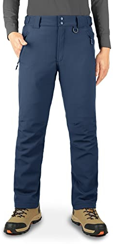 33,000ft Men's Waterproof Trousers Warm Fleece Lined Ski Snow Pants Thermal Softshell Trousers for Golf Hiking Walking Dark Denim 30W/30L