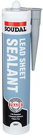 Soudal Lead Sheet Sealant | Low Modulus Neutral Cure Silicone, Non-staining Weather-Resistant - Suitable for Roofing Joints and Joints on Gutters - 290ml - Grey