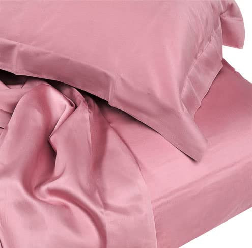 Zenoni & Colombi | Sábanas Satén de Algodón 300 Hilos, Made in Italy - Elegancia y calidad para tu dormitorio (Juego de sábanas, Rosa Coral)