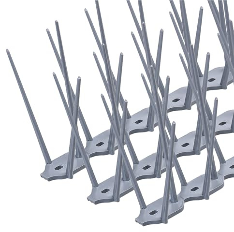 Konzept 11 - Vogelabwehr Spikes aus Kunststoff gegen Tauben, Katzen, Spatzen, Schwalben - Taubenabwehr für Balkon, Garten, Terasse - Vogelschreck 3-reihig, Set 6 STK.- Grau