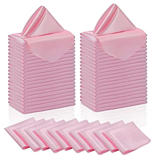 Manyshofu Tovaglioli di raso rosa chiaro, 20 x 20-60 pezzi, riutilizzabili | Tessuto satinato, consistenza liscia e setosa, bordi ben cuciti, lavabile in lavatrice, adatto per matrimoni e feste