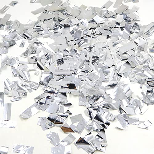 Modixun Confeti rectangular metálico plateado de 250 gramos, confeti de lámina metálica grande para lanzar, decoraciones de confeti para dispersar en mesas para bodas, fiestas de graduación