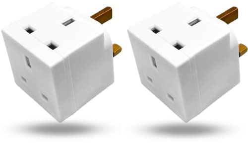 2 Way 3 Pin Plug Adapter - 13A Multi-Plug Power Adaptor Extension With Double Socket Splitter UK Plug Adapter Used For Smart Phone, Refrigerator, Computer, Laptop, LED & Other Home Accessories.(POF2)