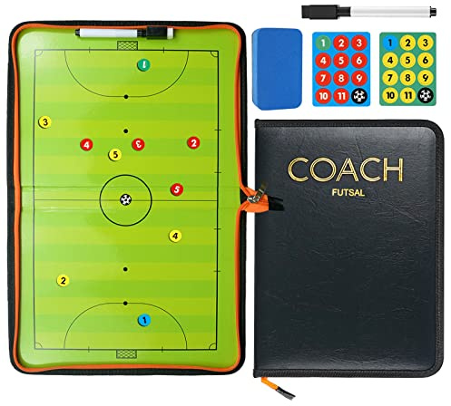 Holzsammlung Profi Taktiktafel - Taktiktafel Fußball - Magnetisch Taktikmappe Fußball mit Marker Stift & Radiergummi
