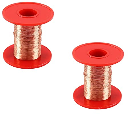 Kupferdraht, 2 Stuck 0,25 mm x 210 m 100 g Kupferlackdraht, Emaillierter Spulenwickeldraht für Transformatordraht-Induktionsspule(Zufällige Walzenfarbe)