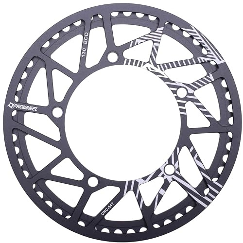 Prowheel Bike 130mm BCD Aluminiumlegierung 6061 CNC 52T/54T/56T/58T/60T Kettenblatt Kettenrad und Ersatz Kettenschutz Schwarz Kettenblatt für 6 bis 12 Geschwindigkeit (56T)