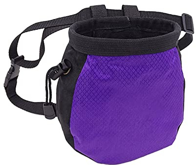 Khakho Climbing Chalk Bags,No Leak Rock Climbing Strawstring Bag Drawstring Magnesia Sack,Rock Climbing Gear Equipment (Purple)