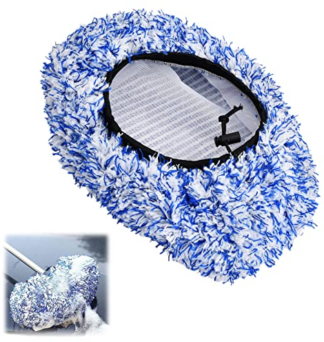 Vesaneae Housse de Brosse de Voiture, Multifonction Microfibre Poussière Mop, Brush Cover, Chiffon de Brosse de Lavage, pour Véhicule Voitures, pour Lavage Facile Rapide sans Rayures (Bleu)