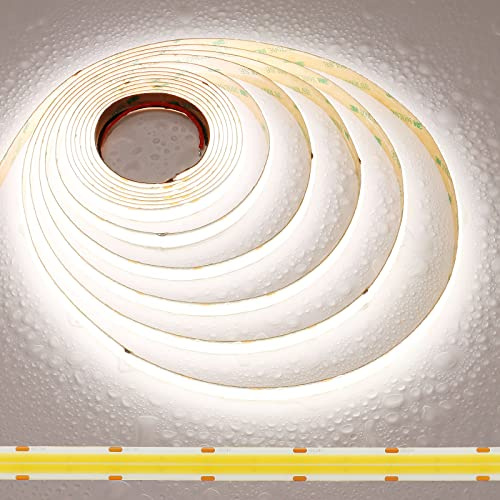 JOYLIT PRO+ Tiras LED COB 2 File 24V 5M 5000K Impermeable 3298 LM/m | CRI 95+, 960LEDs/M Sin Puntos, 25W/M Ultra Brillo Blanco, Regulable, Autoadhesivo Cinta LED para Industrial, Comercial