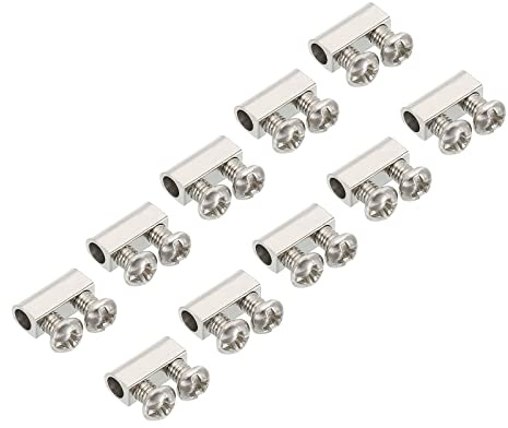 PATIKIL Morsetto per Cavo 10x4x5mm Filo Metallico Corda Morsetti 20 pz Acciaio Cavi Morsetti 3mm Morsetti Stendibiancheria con M3*0.5 Viti per Cavo