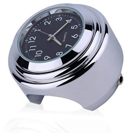 Gearmax® Rundes Zifferblatt Uhr für Motorrad, Verchromte Fahrrad-Zifferblattuhr Wasserdicht Lenker Glow Uhr Taktgeber für Den Motorrad Fahrrad