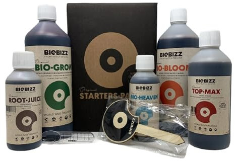 GROWMANIA Fertilizante Starters Pack de BioBizz | Abono de Bio Bizz con Bio Gro, Bio Bloom, Top Max, Bio Heaven y Root Juice