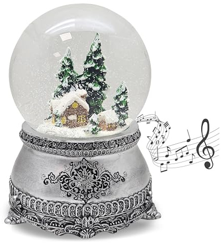 Schneekugel Schneemann Romantischer Winterspaziergang Spieluhr Winter Wonderland 10cm Durchmesser 20129 (Zinnoptik)