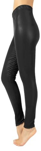 CALZITALY Leggings Eco Pelle, Pantaloni Felpati, Pantaloni Invernali, Leggings Termici | Made in Italy (M, Nero)