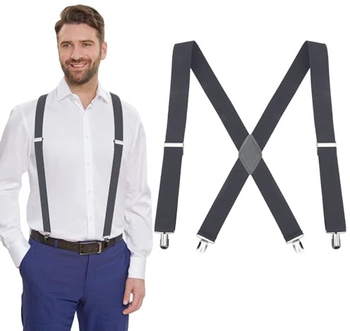 Hosenträger Für Herren Und Damen - Extra Stark, Breit, Für Skihose Und Arbeit - Grau