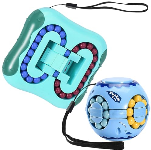 Delsen 2 Stück Magic Beans Puzzle, Magic Beans Set, Rotierender Fingerwürfel Spielzeug, Rotating Finger Cube Spiel, IQ Game Magic Bean, Stressabbau Spielzeug, Geschenk für Kinder ab 3 Jahren