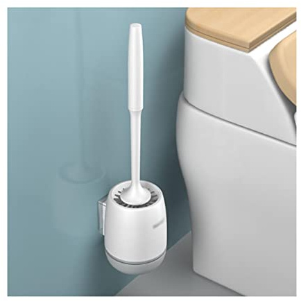 SUREK Doux Brosse de Toilette Moderne Poils en Silicone épurateur de Toilette Brosse de Cuvette de Toilette et Ensemble de Support pour Le Nettoyage de Stockage de Salle de Bain réutilisable