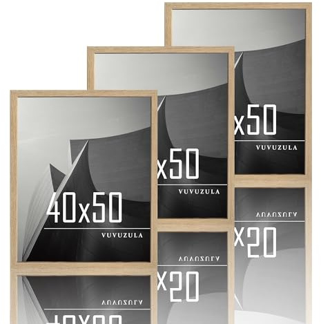 VUVUZULA Bilderrahmen 40x50cm Holz Fotorahmen Holzrahmen MDF Rahmen 40x50cm Eiche Natur 3er Set