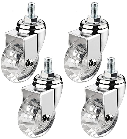 Lenkrollen 50 mm, Gewindestange M8 x 15 mm, M10 x 15 mm, 4 bewegliche Lenkrollen mit Bremse, robuste Schwenkräder für Möbel, Trolley-Räder mit PU-Gummi