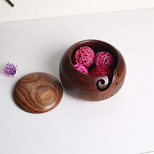 xixibuy Strickschale Für Hausfrauen, Yarn bowl, Garnschüssel, Wollhalter, Wollschale garnschale für Strick- und Häkelprojekte, Garnschale für wolle(mit Deckel)(Retrostil)(15 * 9,5cm)