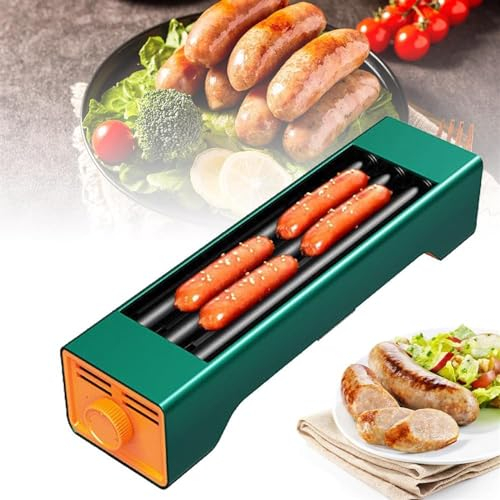 Máquina doméstica for salchichas y perritos calientes a la parrilla, máquina con rodillo for perritos calientes, cocina for parrilla de salchichas, temperatura ajustable de 0 a 180 ° C, for cocina, re