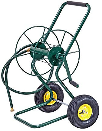COSTWAY Carrello Avvolgitubo da Giardino, Carrello per Tubo di Irrigazione in Metallo con 2 Ruote Pneumatiche di Grandi Dimensioni, per Giardino e Cortile, 71 x 53 x 96,5 cm