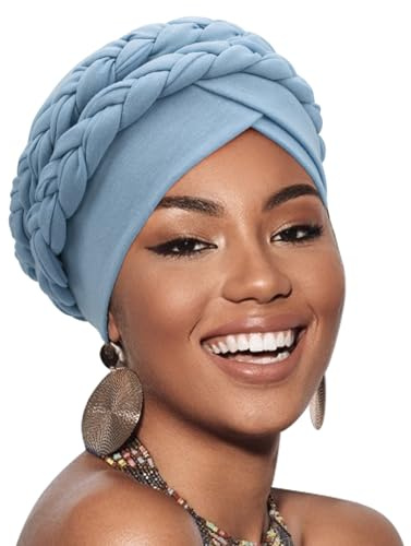 AQOKKA African Women Turban Caps Pre-Tied Twisted Turbans Head Scarf for Women Hair Wraps Cover Beanie Cancer Chemo Headwear