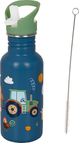 Generisch Edelstahlflasche Traktor (0,5 l) | Edelstahl Trinkflasche für Kinder | BPA-freie Trinkflasche | Kindertrinkflasche | Geschenkidee für Jungs ab 2 Jahr
