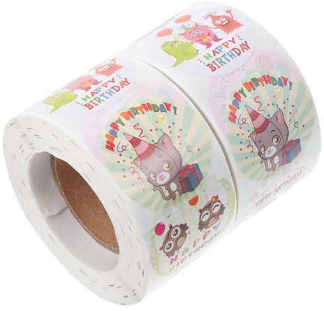 Abaodam 2rollen Runde Geburtstagsaufkleber Kreative Sealing Sticker Für Selbstklebende Etiketten Mit Buntem Tiermotiv Zum Dekorieren Von Verpackungen Und Feiern