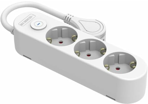 Silver Electronics - Base eléctrica multienchufe Protek Plus 3 Tomas con Interruptor Cable 1,5m IP20 Blanco