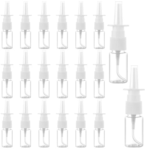 ASelected 20PCS Nasal Spray Bottles, 10ml Mist Spray Bottle, Refillable Fine Mist Sprayers Empty Nose Mist Sprayer, Clear Empty Rhinitis Care Sprayer Direct Spray Container for Saline Essential Oils