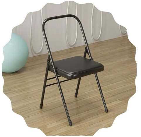 RTVGNSZSJL Faltbarer Yoga-Hilfsstuhl, Tragbarer Klappbar Yoga Stuhl Rückenfreier Fitnessstuhl，Erwachsene Flexibilität/Rückenstütze，Weiß, Braun(Black)
